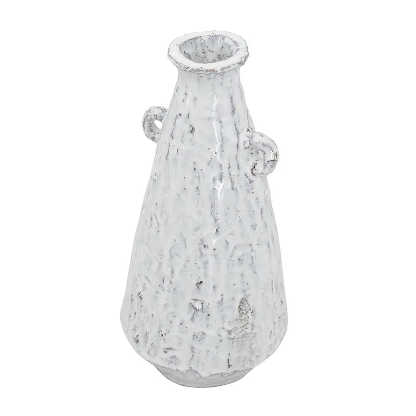 12" White Terracotta Tapered Jug Vase - Homeroots - Flyclothing LLC