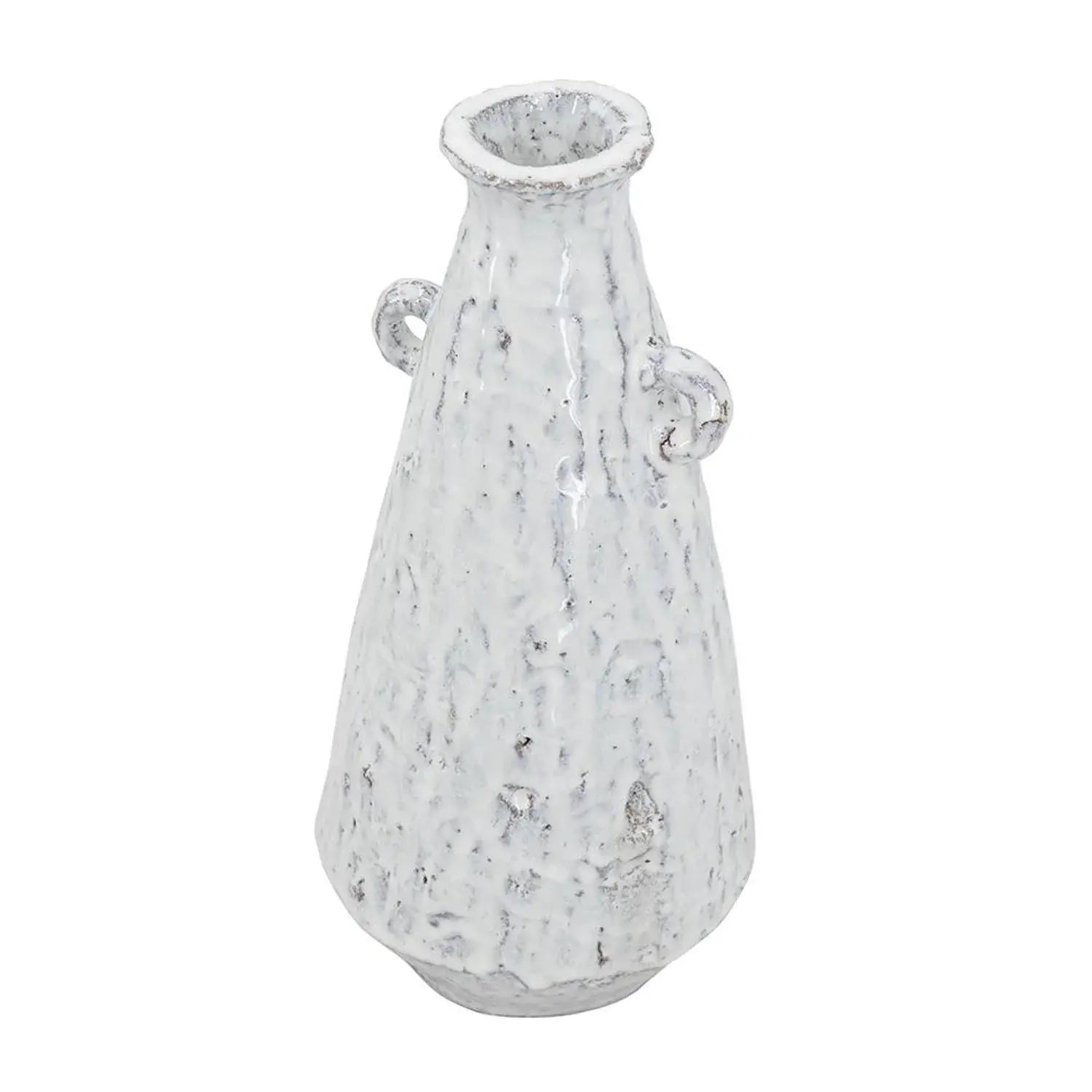12" White Terracotta Tapered Jug Vase - Homeroots - Flyclothing LLC