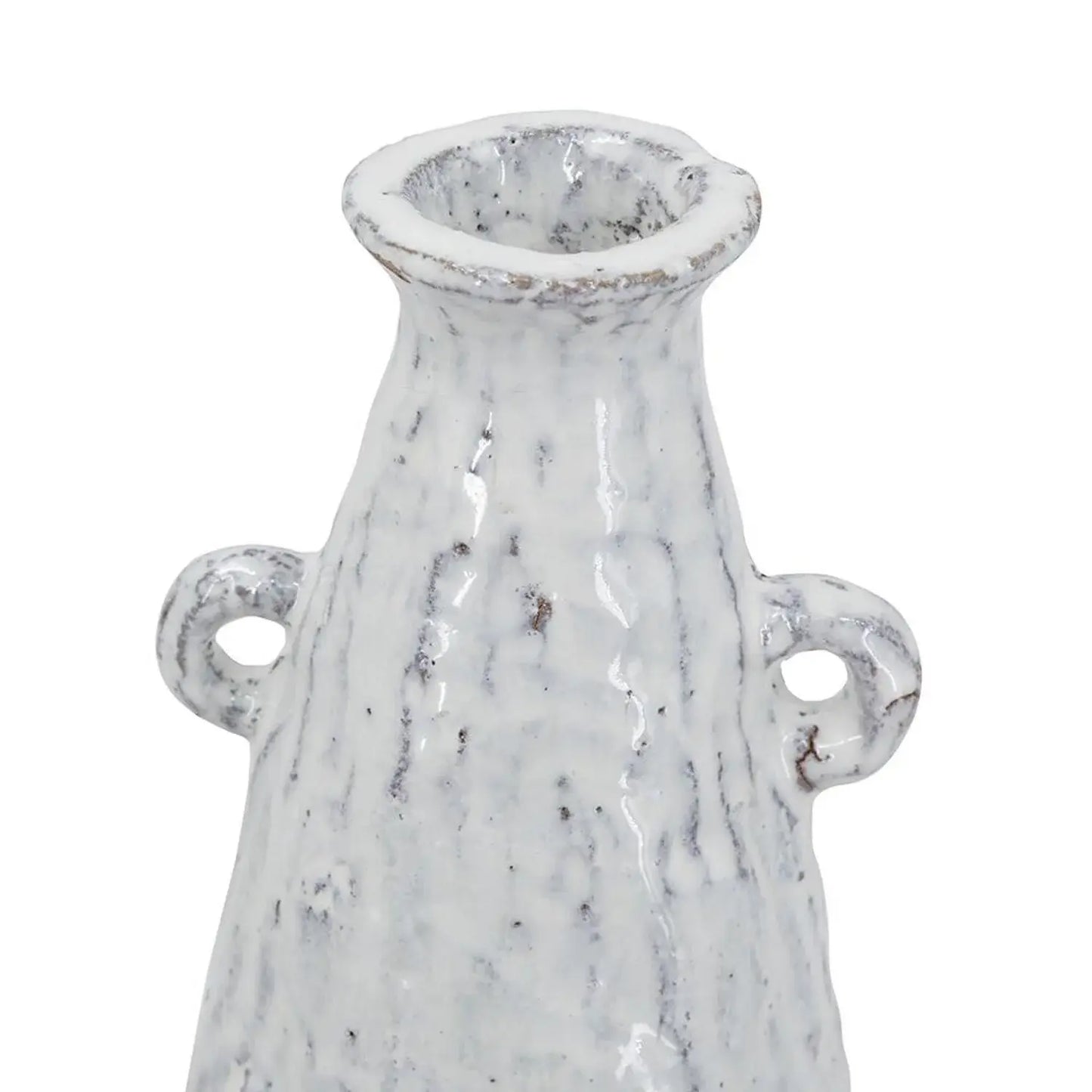 12" White Terracotta Tapered Jug Vase - Homeroots - Flyclothing LLC