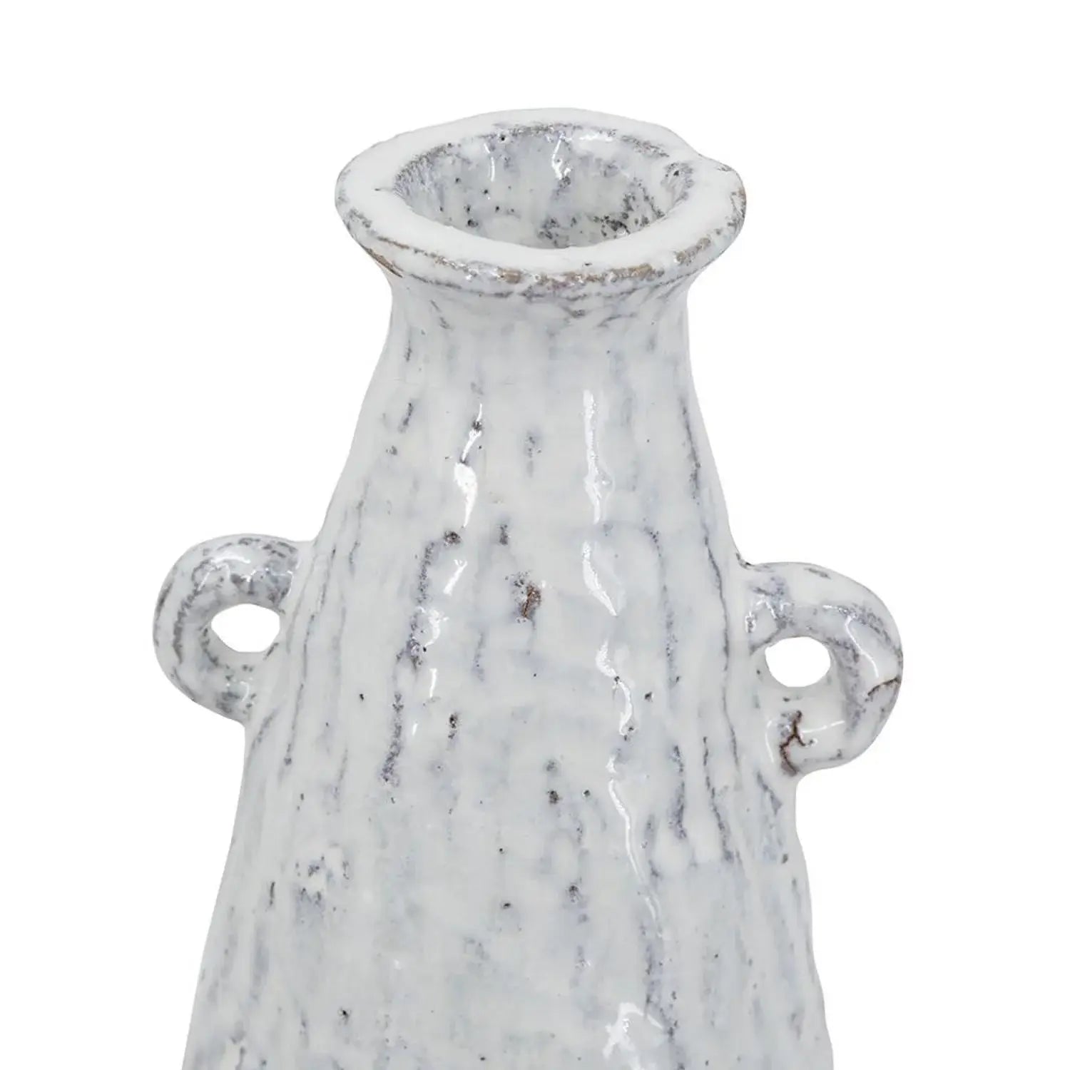 12" White Terracotta Tapered Jug Vase - Homeroots - Flyclothing LLC