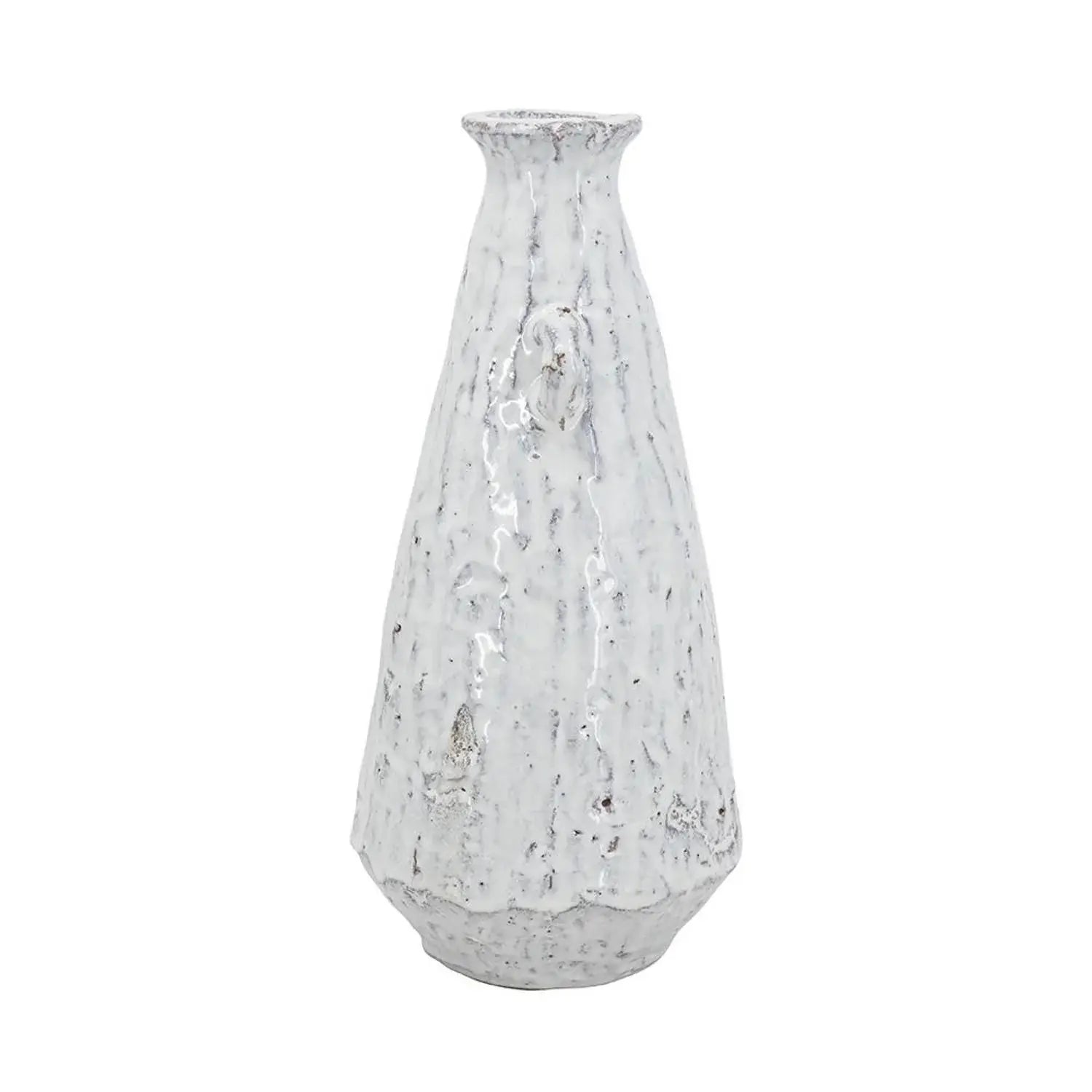 12" White Terracotta Tapered Jug Vase - Homeroots - Flyclothing LLC