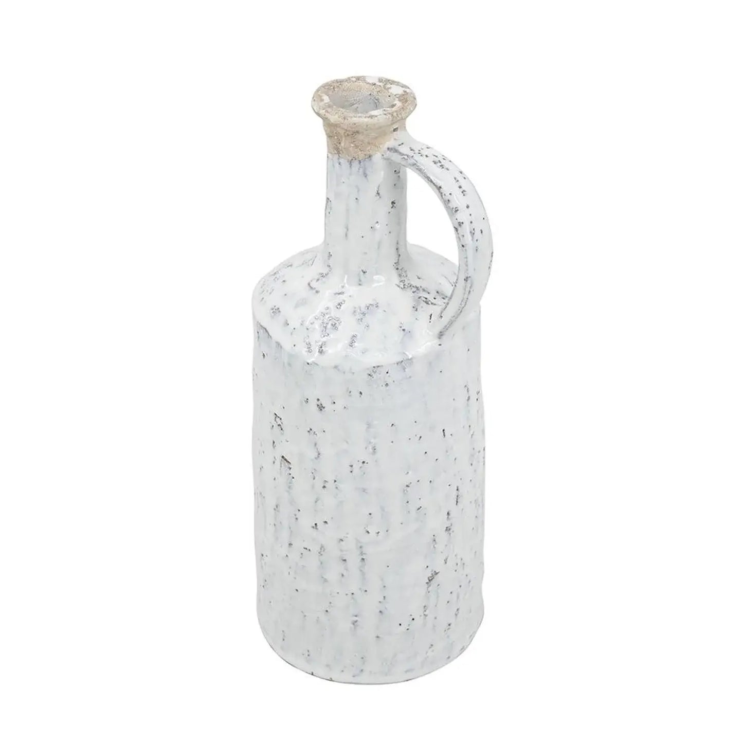 13" White Terracotta Cylinder Jug Vase - Homeroots - Flyclothing LLC