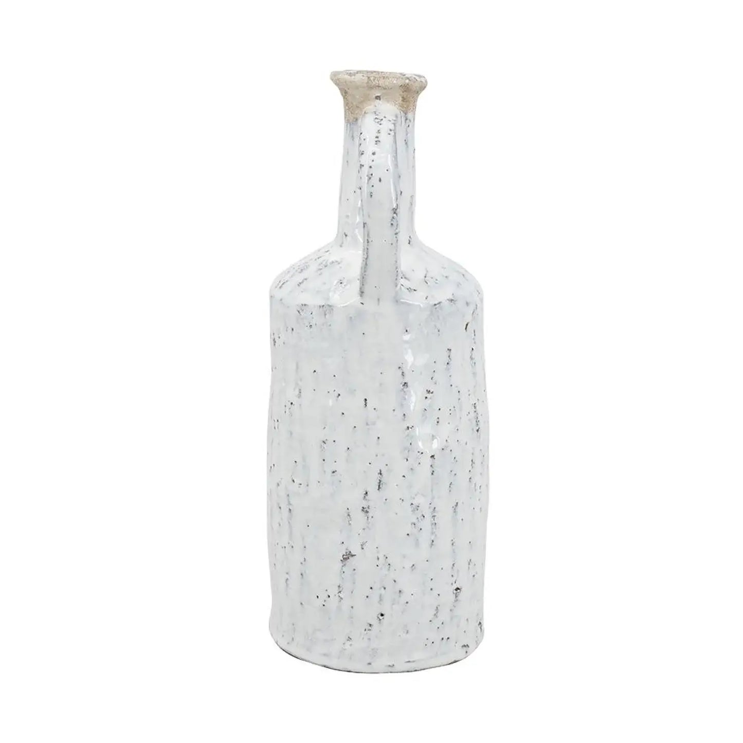 13" White Terracotta Cylinder Jug Vase - Homeroots - Flyclothing LLC