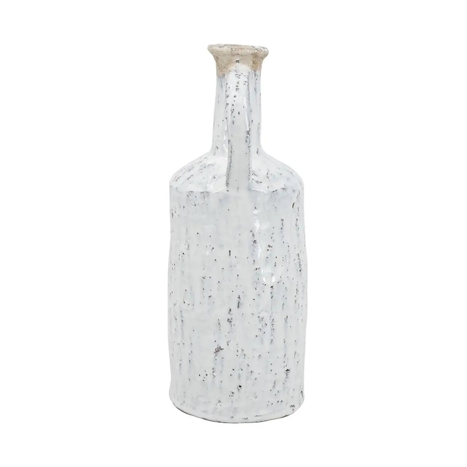 13" White Terracotta Cylinder Jug Vase - Homeroots - Flyclothing LLC