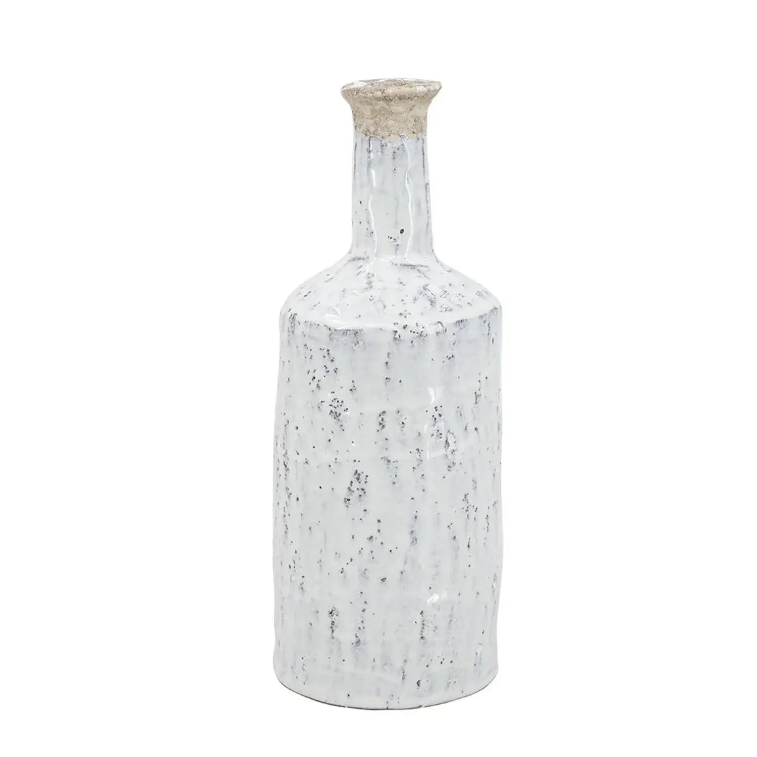 13" White Terracotta Cylinder Jug Vase - Homeroots - Flyclothing LLC