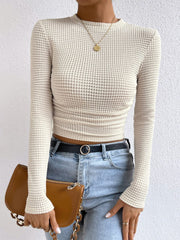 Round Neck Long Sleeve T-Shirt - Trendsi