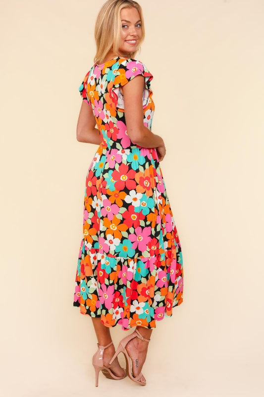 Haptics Floral Midi Dress with Side Pockets - Trendsi
