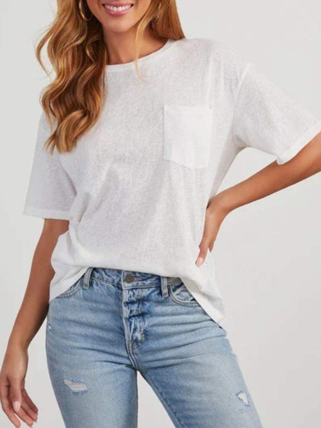 Round Neck Half Sleeve T-Shirt - Trendsi - Flyclothing LLC