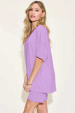 Basic Bae Bamboo Full Size V-Neck Drop Shoulder T-Shirt and Shorts Set - Trendsi - Flyclothing LLC