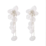 Floral Petal Beaded Tassel Drop Earrings - Trendsi - Flyclothing LLC