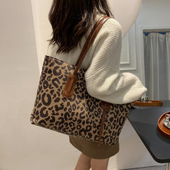 PU Leather Leopard Tote Bag - Trendsi