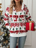 Drawstring Christmas Element Zip Up Hooded Jacket - Trendsi - Flyclothing LLC
