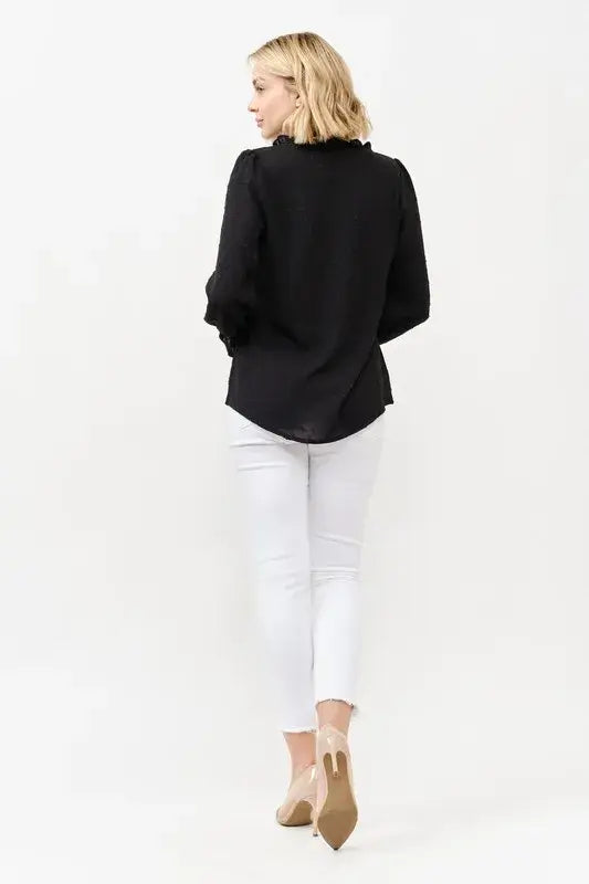 And The Why Polka Dot Ruffle Detailed Blouse Top - Trendsi - Flyclothing LLC