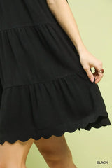 Umgee Linen Tiered Babydoll Dress with Ruffle Sleeves - Trendsi - Flyclothing LLC