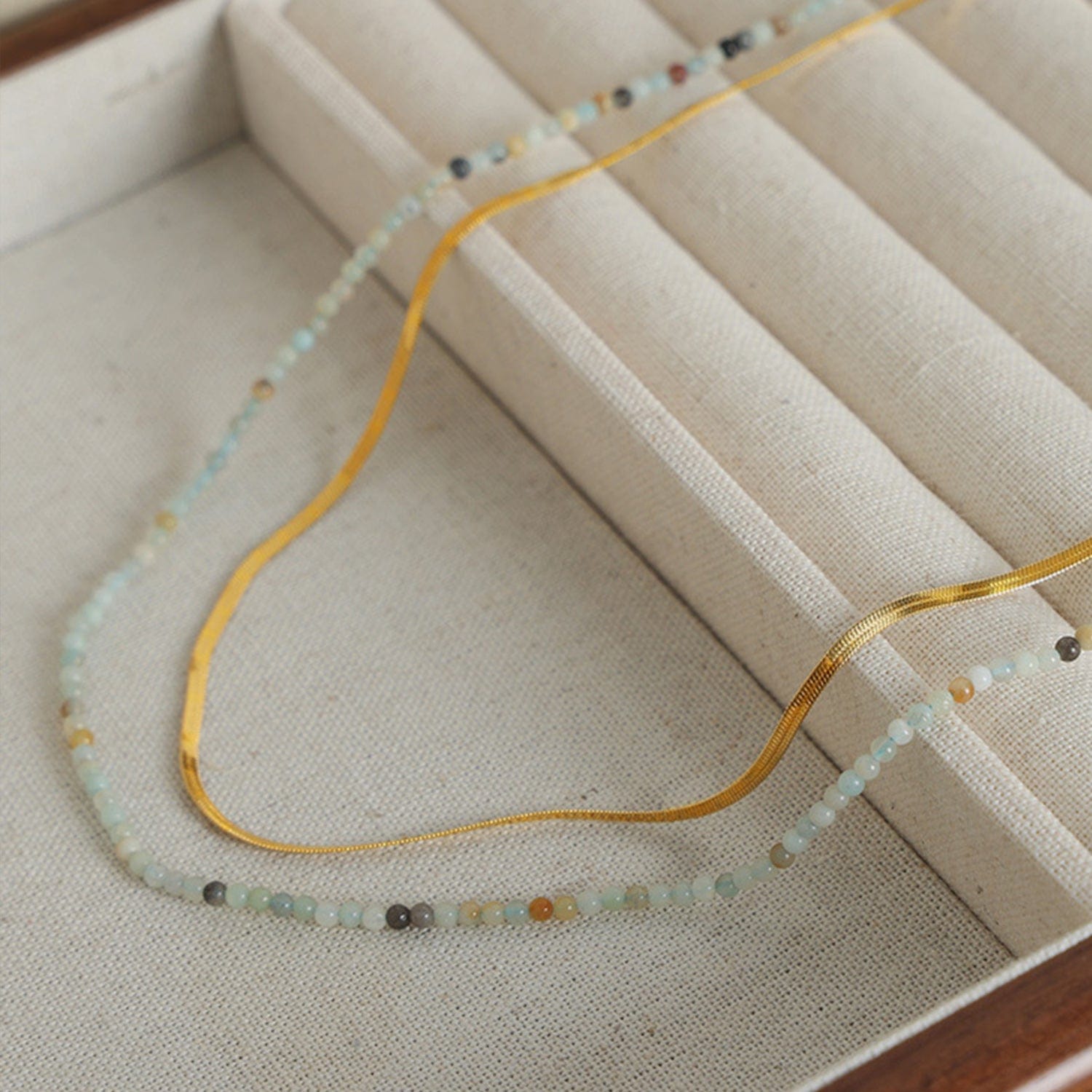 Beaded Titanium Steel Double-Layered Necklace - Trendsi