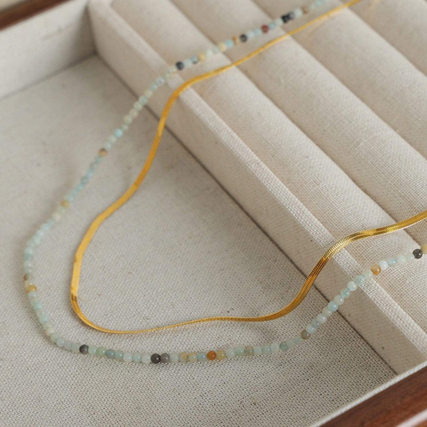 Beaded Titanium Steel Double-Layered Necklace - Trendsi - Flyclothing LLC