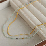 Beaded Titanium Steel Double-Layered Necklace - Trendsi - Flyclothing LLC