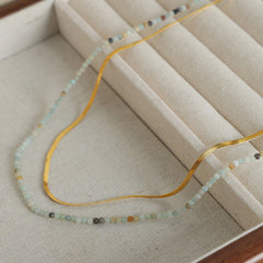 Beaded Titanium Steel Double-Layered Necklace - Trendsi
