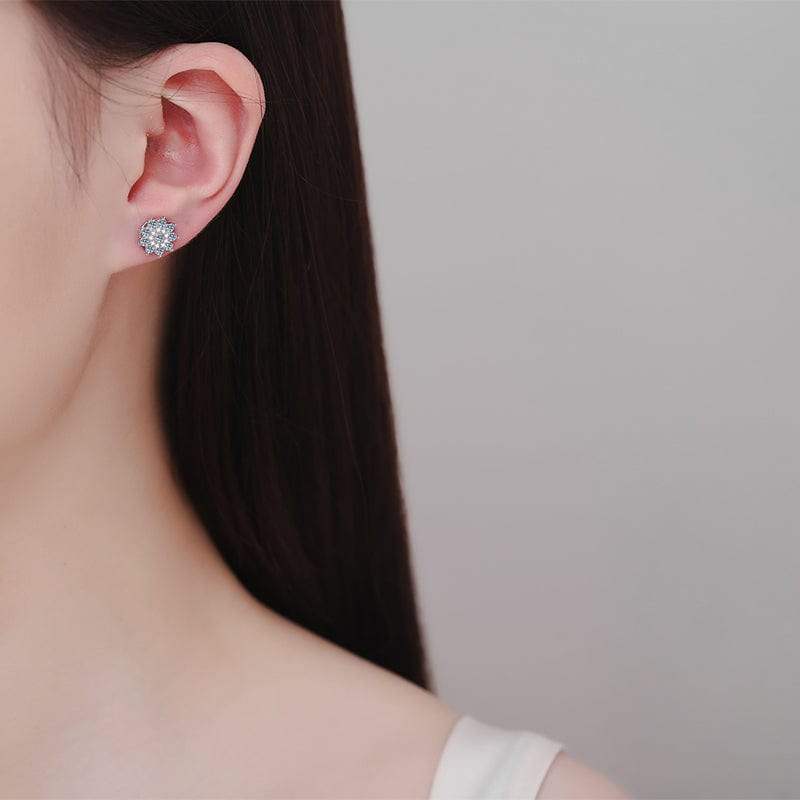 925 Sterling Silver Moissanite Zircon Stud Earrings - Trendsi - Flyclothing LLC