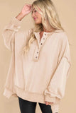 Exposed Seam Long Sleeve Sweatshirt - Trendsi - Flyclothing LLC