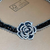 Alloy Crystal Rose Necklace - Trendsi - Flyclothing LLC