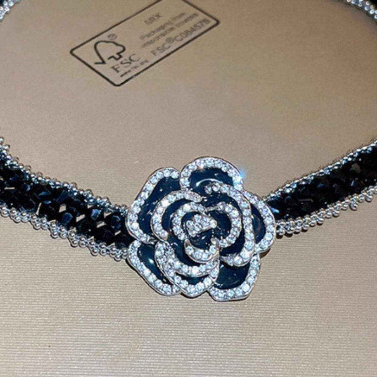 Alloy Crystal Rose Necklace - Trendsi - Flyclothing LLC