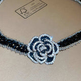 Alloy Crystal Rose Necklace - Trendsi - Flyclothing LLC