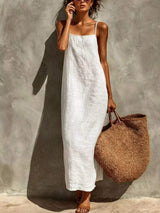 Sleeveless Linen Casual Maxi Dress - Trendsi - Flyclothing LLC