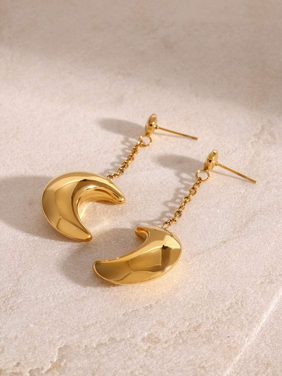 Stainless Steel Moon Dangle Earrings - Trendsi - Flyclothing LLC