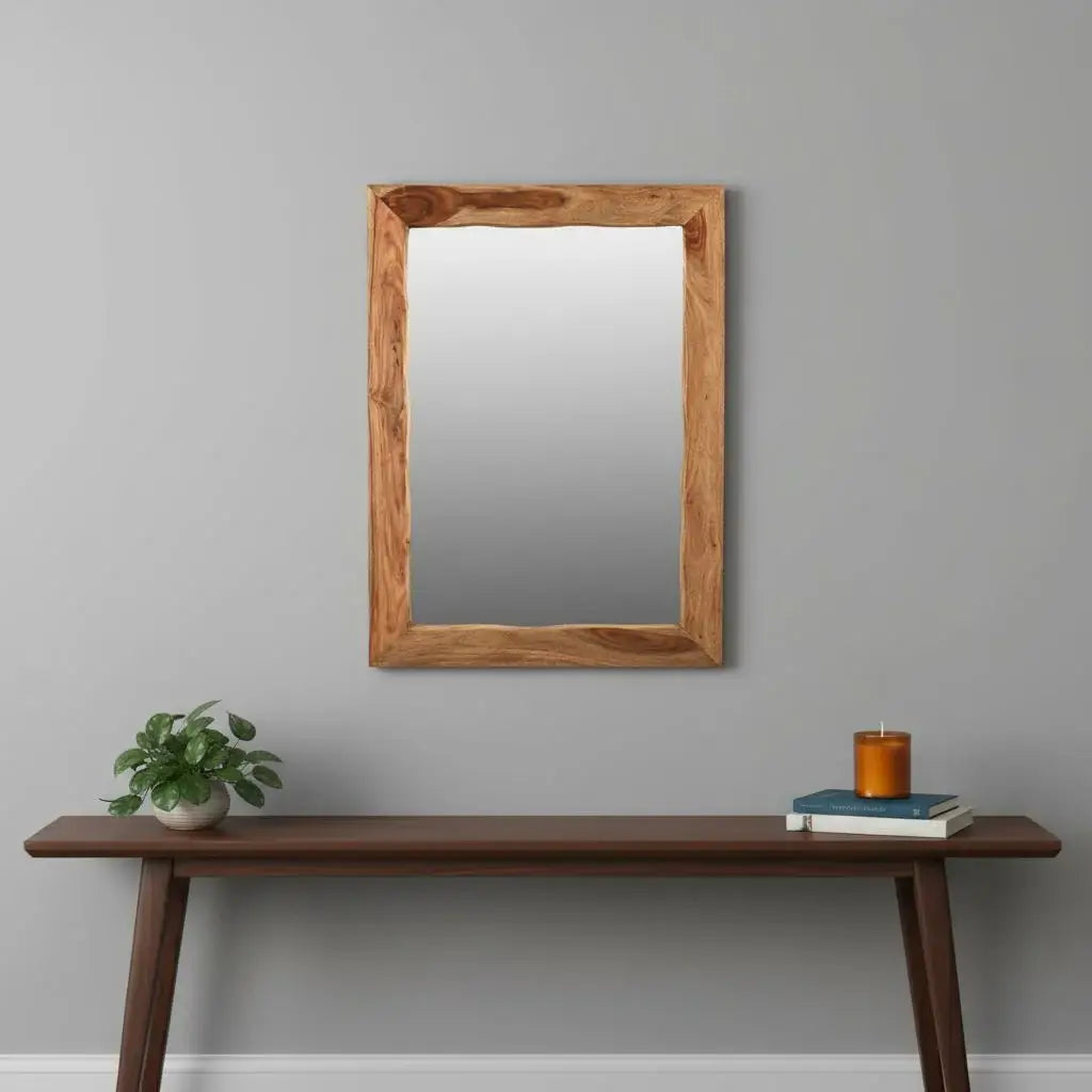 44" Brown Solid Wood Live Edge Framed Accent Mirror - Homeroots - Flyclothing LLC