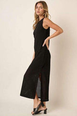 Mittoshop Side Slit Round Neck Sleeveless Dress - Trendsi - Flyclothing LLC
