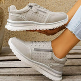 Round Toe Lace Up Sneakers - Trendsi - Flyclothing LLC