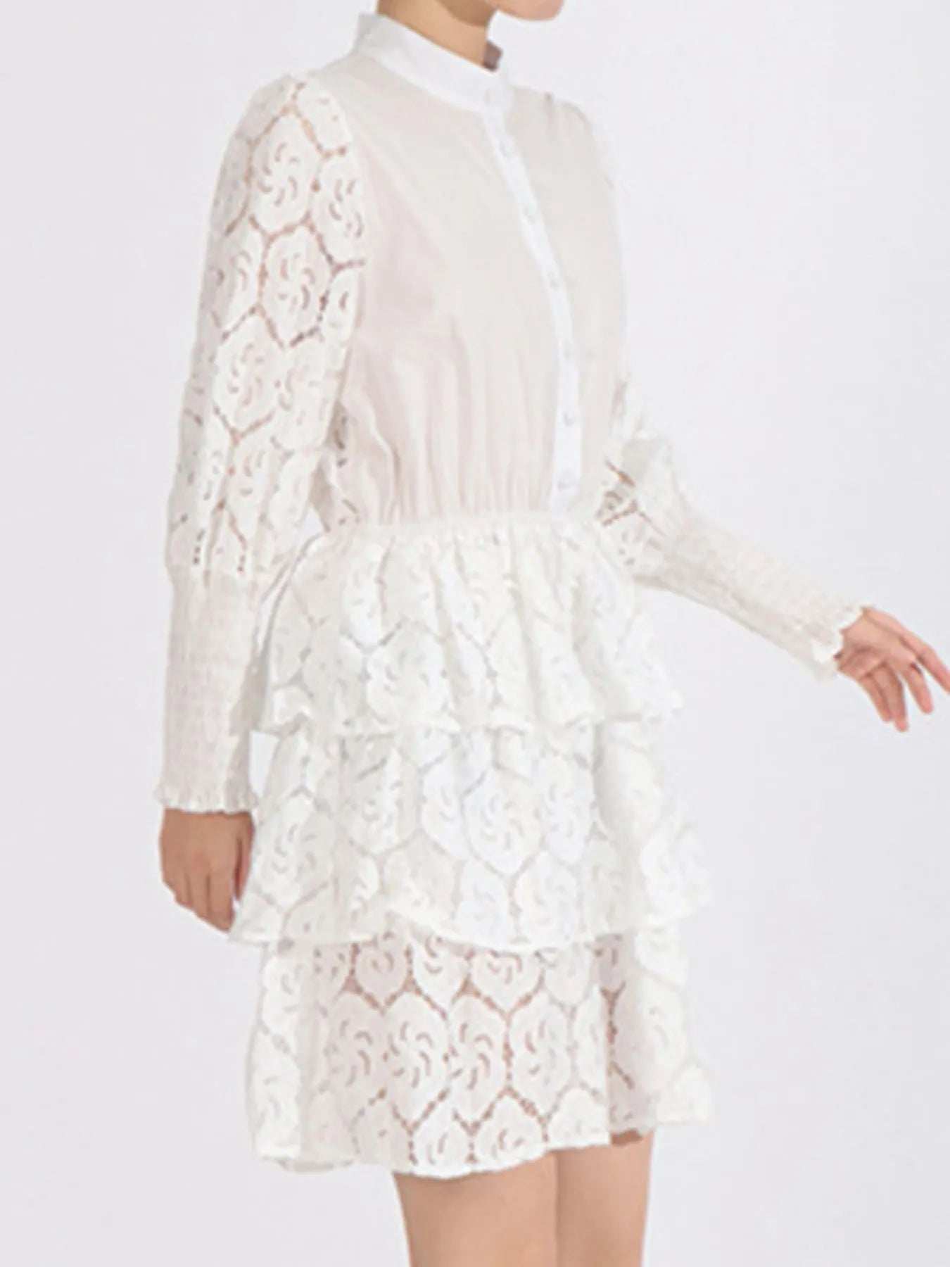 Full Size Lace Layered Long Sleeve Dress Plus Size - Trendsi - Flyclothing LLC
