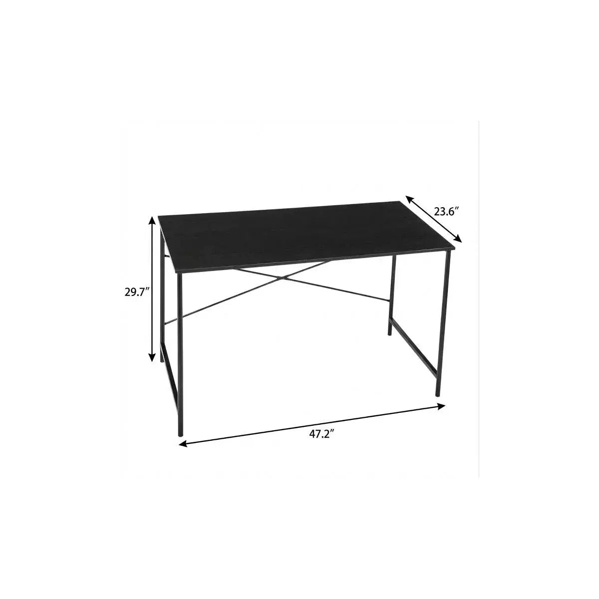 47" Black Wood and Stainless Steel Computer Desk - Homeroots - Flyclothing LLC