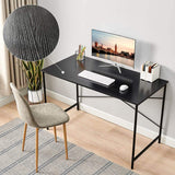 47" Black Wood and Stainless Steel Computer Desk - Homeroots - Flyclothing LLC