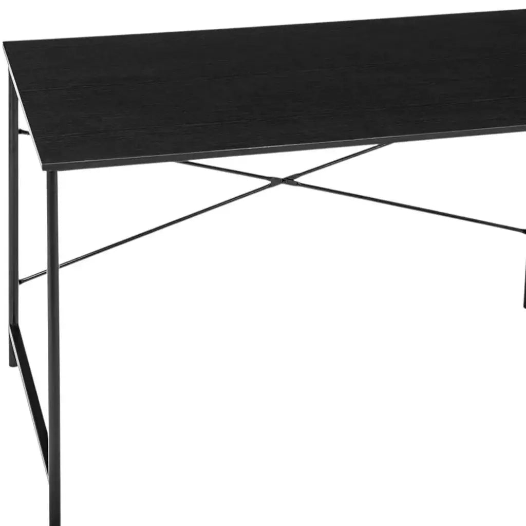 47" Black Wood and Stainless Steel Computer Desk - Homeroots - Flyclothing LLC