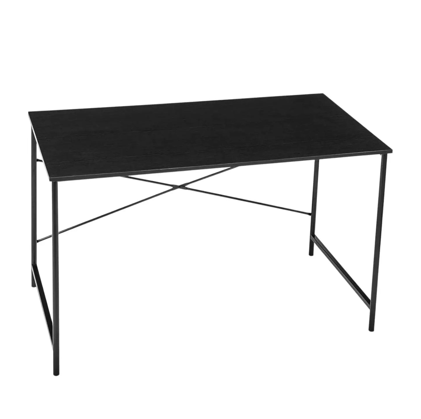 47" Black Wood and Stainless Steel Computer Desk - Homeroots - Flyclothing LLC