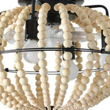 Natural Wood Bead Four Light Semi-Flush Mount Ceiling Fan And Light - HomeRoots - Flyclothing LLC