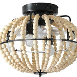 Natural Wood Bead Four Light Semi-Flush Mount Ceiling Fan And Light - HomeRoots - Flyclothing LLC