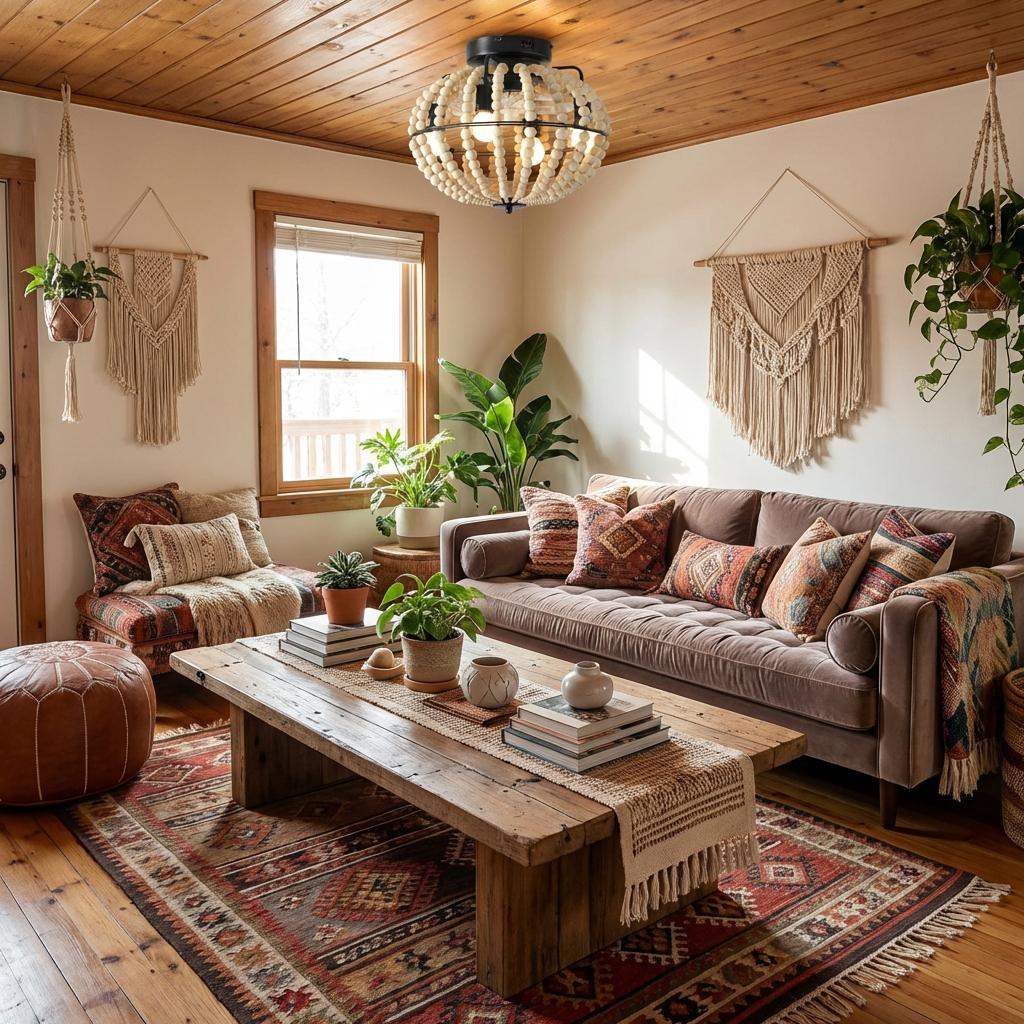 Natural Wood Bead Four Light Semi-Flush Mount Ceiling Fan And Light - HomeRoots - Flyclothing LLC