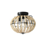 Natural Wood Bead Four Light Semi-Flush Mount Ceiling Fan And Light - HomeRoots - Flyclothing LLC