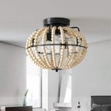 Natural Wood Bead Four Light Semi-Flush Mount Ceiling Fan And Light - HomeRoots - Flyclothing LLC