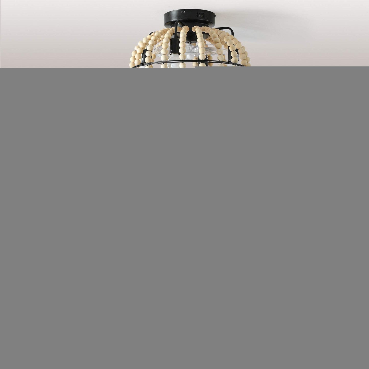 Natural Wood Bead Four Light Semi-Flush Mount Ceiling Fan And Light - HomeRoots - Flyclothing LLC