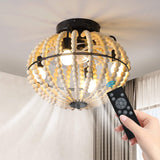 Natural Wood Bead Four Light Semi-Flush Mount Ceiling Fan And Light - HomeRoots - Flyclothing LLC