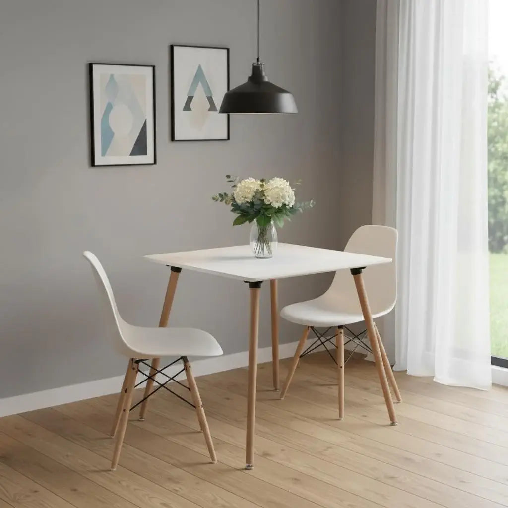 32" White and Natural Wood Square Dining Table - Homeroots - Flyclothing LLC
