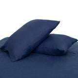 Set of Two Navy Blue Linen Standard Pillowcases - HomeRoots - Flyclothing LLC