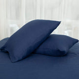 Set of Two Navy Blue Linen Standard Pillowcases - HomeRoots - Flyclothing LLC