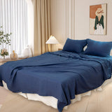 Set of Two Navy Blue Linen Standard Pillowcases - HomeRoots - Flyclothing LLC