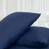 Set of Two Navy Blue Linen Standard Pillowcases - HomeRoots - Flyclothing LLC