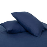 Set of Two Navy Blue Linen Standard Pillowcases - HomeRoots - Flyclothing LLC